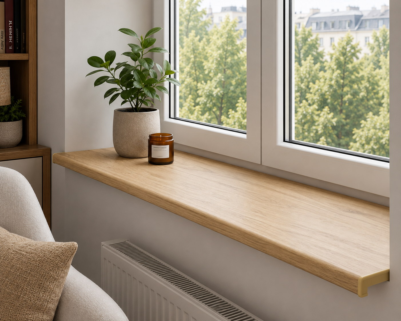 Nagano Oak chipboard window sill in an interior
