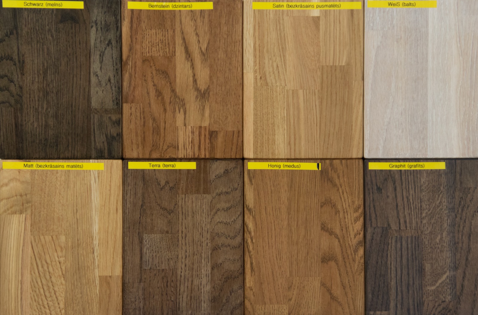 Comparison of all oak window sill coating shades